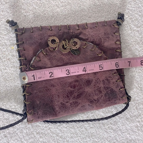 Vintage Purple Genuine Leather Cross Body Mini Bag - Picture 11 of 11